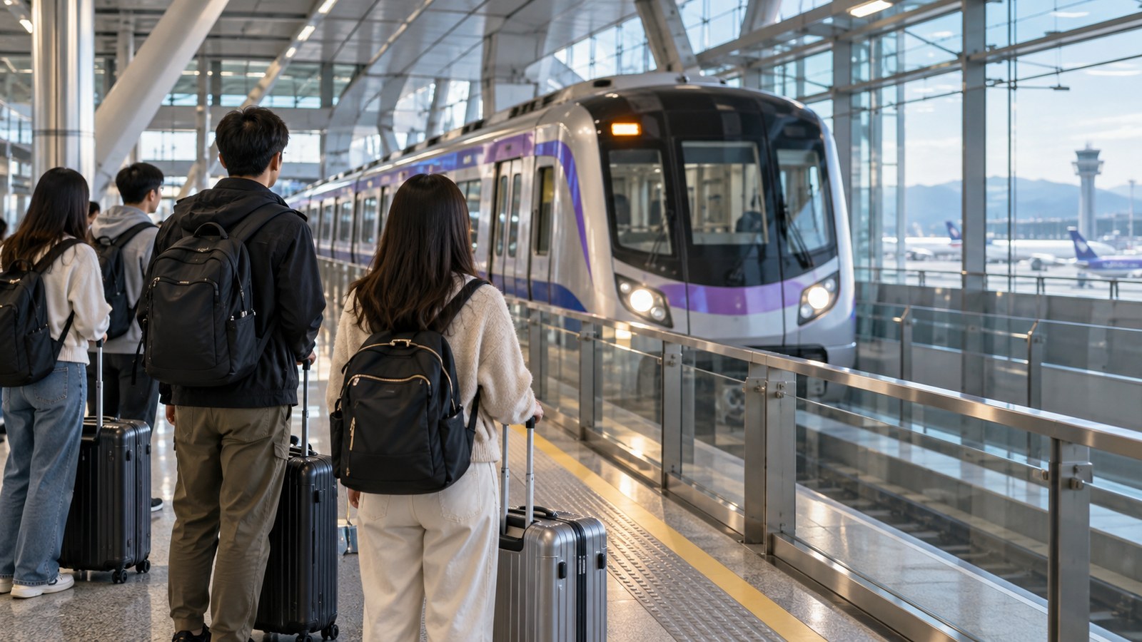 타오위안공항 MRT로 타이베이 시내 이동하기 관련 여행 장면